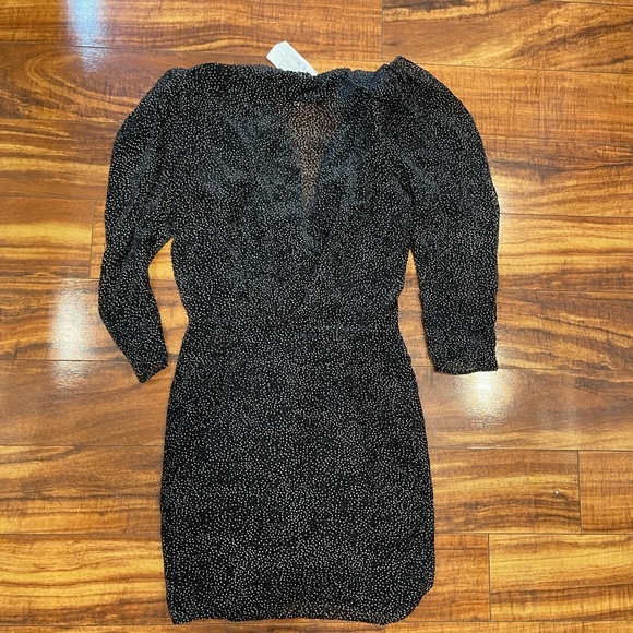 Ba&sh Celia Black Velvet Dot Ruffle Mini Dress - Picture 8 of 8